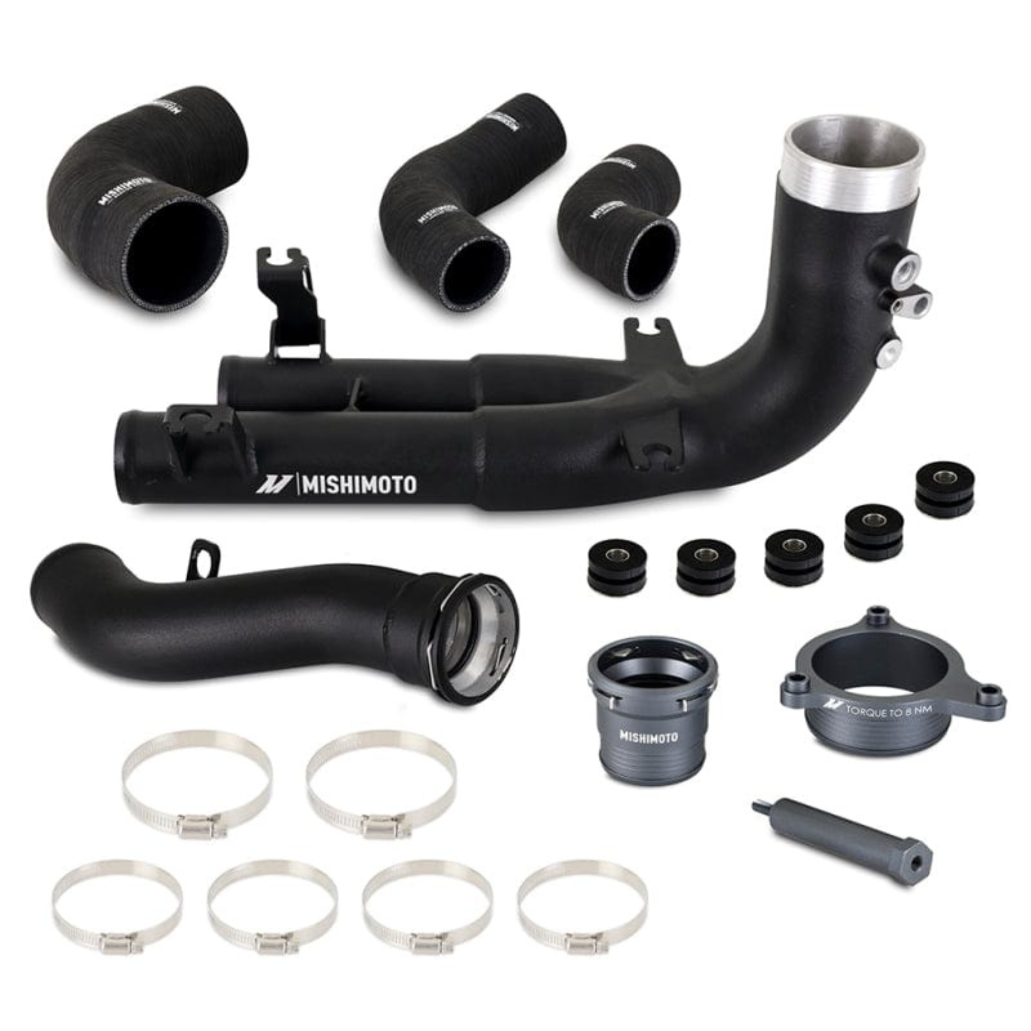 Mishimoto performance charge pipe kit for BMW S58 engine with silicone couplers and hardware - charge pipe installation service at Bimmer Tech in Los Angeles and Orange County